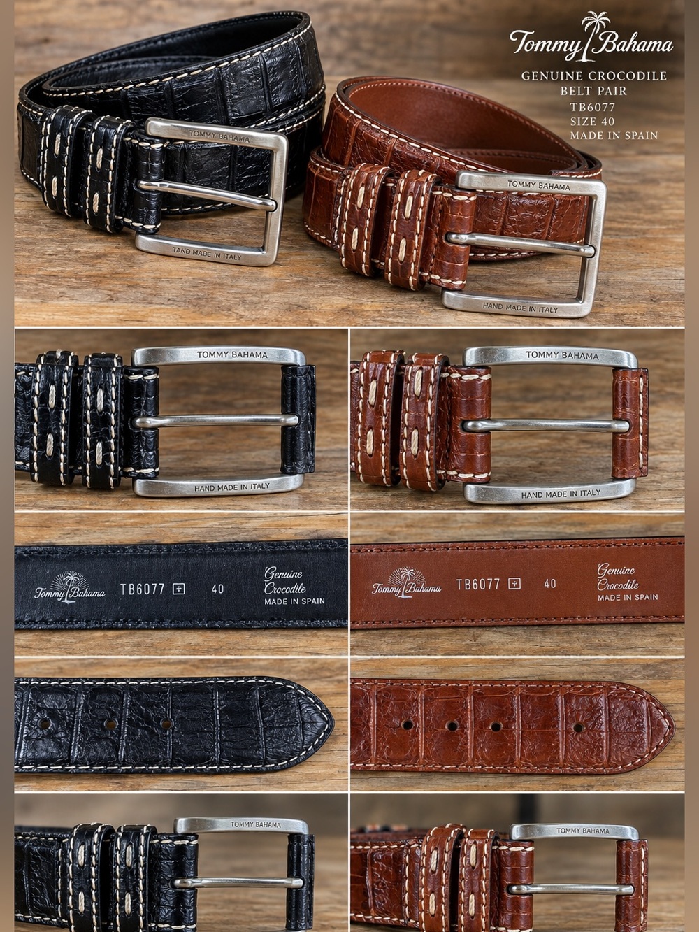 Tommy Bahama crocodile belts TB6077